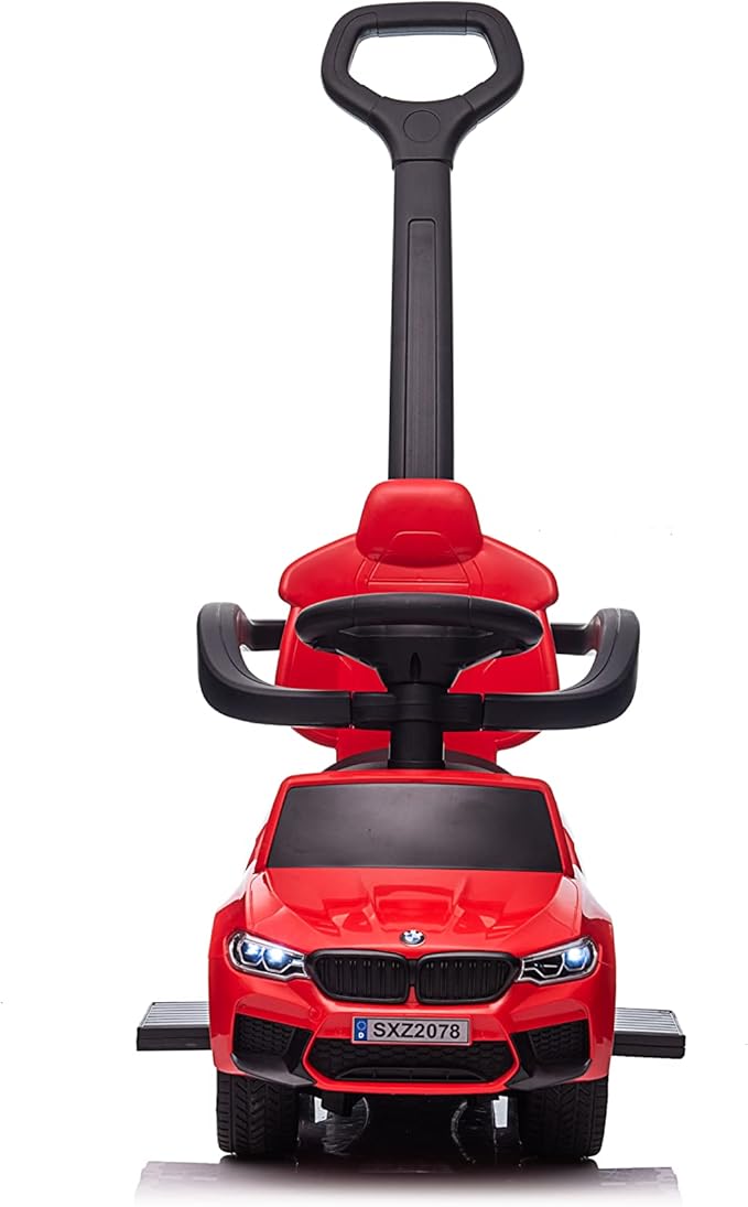Best Ride On Cars BMW 4 in 1 Battery Powered Push Car, Red, Large