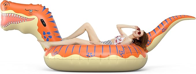 Jasonwell Inflatable Dinosaur Pool Float for Boys Girls Adults 124'' Giant T-Rex Floatie Summer Beach Swimming Pool Inflatables Ride on Party Pool Toys Raft Lounge Kids Tyrannosaurus Rex Toys
