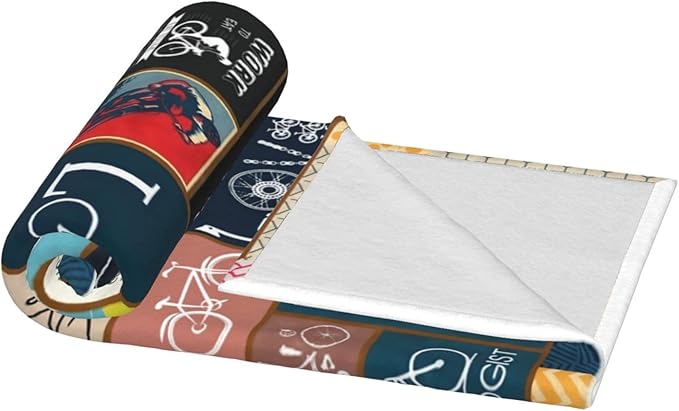 Bicycle Cycling Blanket Bike Throw Blankets Gifts for Men Boys Girls Women Plush Cozy Flannel Fleece Ultra Soft Fuzzy Party Blanket for Bed Couch Sofa 60"X50"