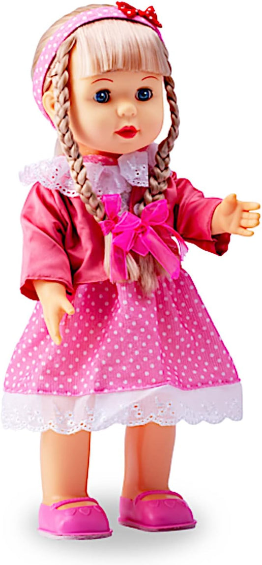 POCO DIVO Walking Doll 17" Interactive Vinyl Toy Baby Sonic Control Cuddly Girl Singing Talking Blonde Princess with Blinking Eyes