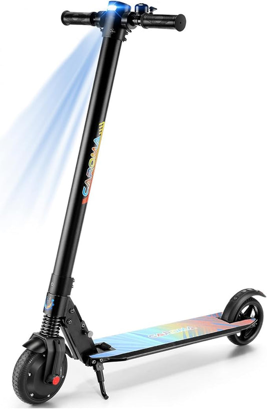 Caroma Electric Scooter for Kids Ages 6-14, 250W Motor Foldable Kids Electric Scooter,160 Mins Ride Time & 3 Speeds (6/10/15 Mph), LED Display & Dual Brake,Best Gift for Girls and Boys