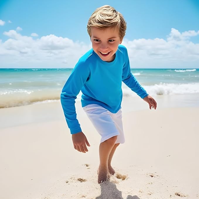 INGEAR Boys' Rash Guard UPF 50+ Swim Shirt - Lightweight, Quick-Dry, Durable Sun Protection for Swimming, Sizes XS-XL