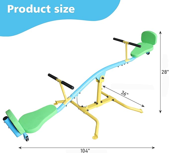 360° Rotating Seesaw Teeter Totter for Kids with backrest Indoor and Outdoor Playground Equipment for Backyard