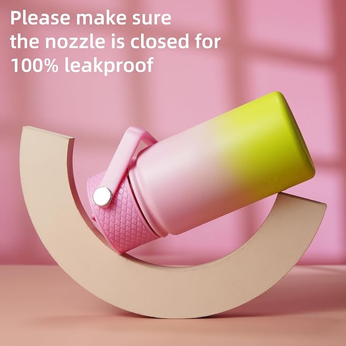 BJPKPK Insulated Water Bottle with Straw Lid, 15oz Cute Water Bottles, Stainless Steel Metal Thermo, Reusable BPA Free Leak Proof Tumblers, Cups,Tulips