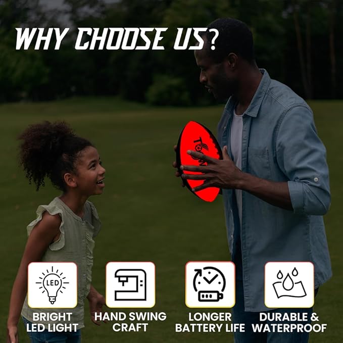 Kids Light up Football,Glow in The Dark Youth Ball with LED Lights Pre-Installed-Batteries Included