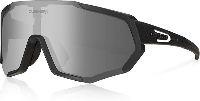 Queshark Cycling Glasses, Sports Sunglasses for Men Women, 1 Polarized 2 HD Lens, Polarized Sunglasses for Cycling Running