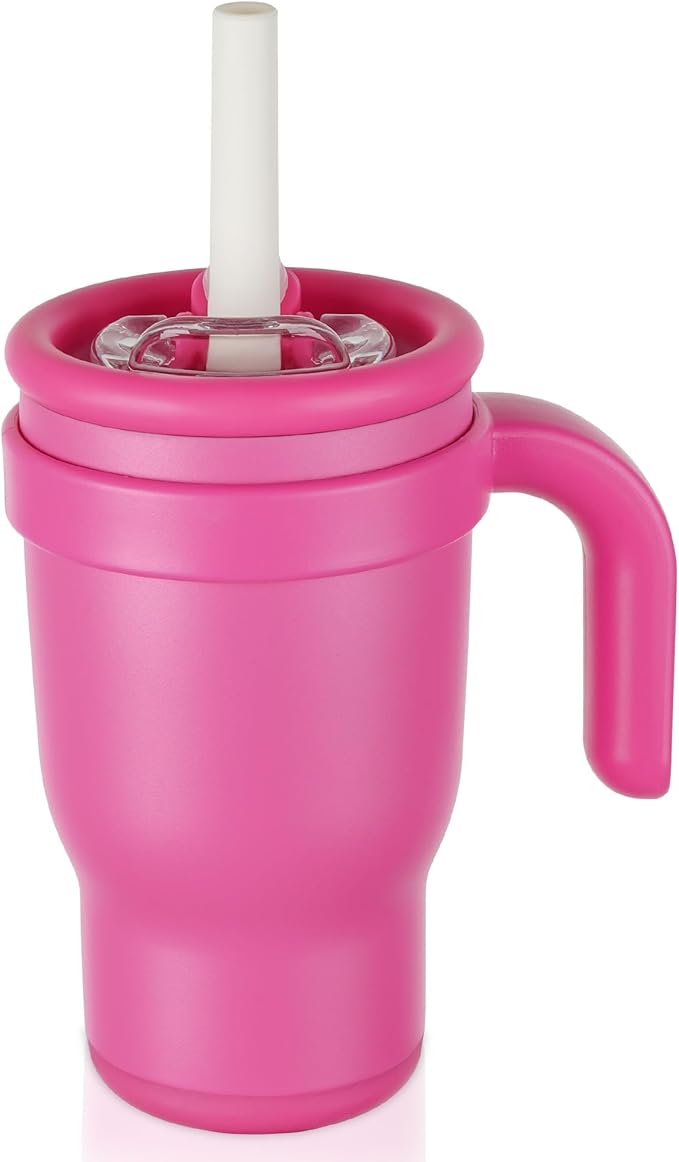 14oz Toddler Sippy Cup Vacuum Insulated Stainless Steel Kids Cup with Handle, Spill-Proof Straw, Leak-Proof Travel Cup for Home or On-the-Go