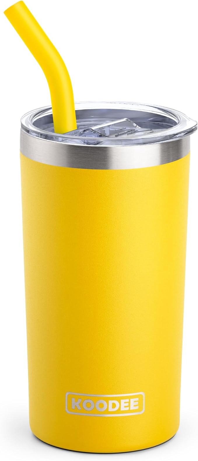 koodee Coffee Tumbler with Straw and Lid-12 oz Skinny Tumbler Stainless Steel Double Wall Vacuum Insulated Tumbler Cup for Women -Spill Proof & Sweat-Free (Yellow)