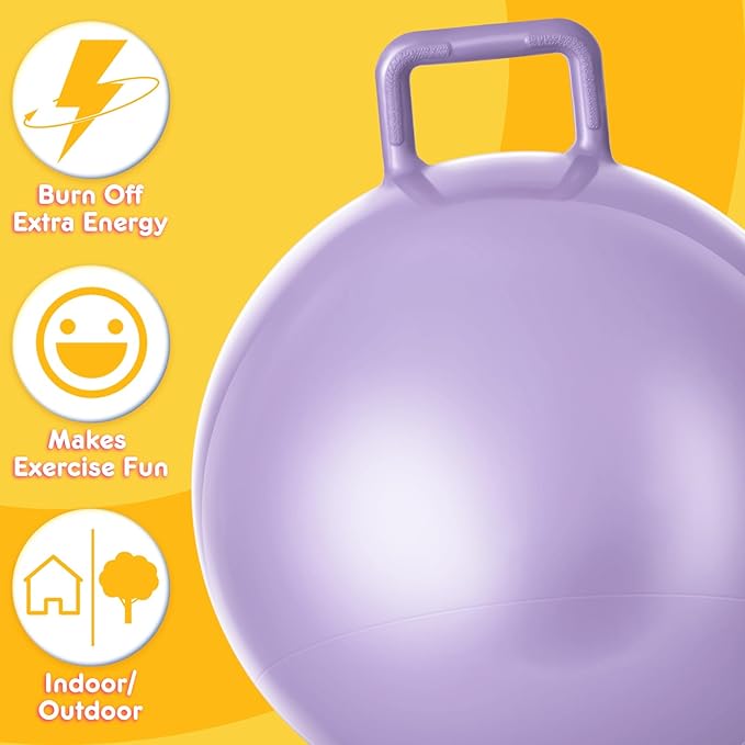 Lewtemi 6 Pcs Hopper Ball Carnival Outdoor Games 32 Inch Jumping Hopping Inflatable Bouncing Ball with Handle and Air Pump for Kids Sport Exercise(Morandi Color)