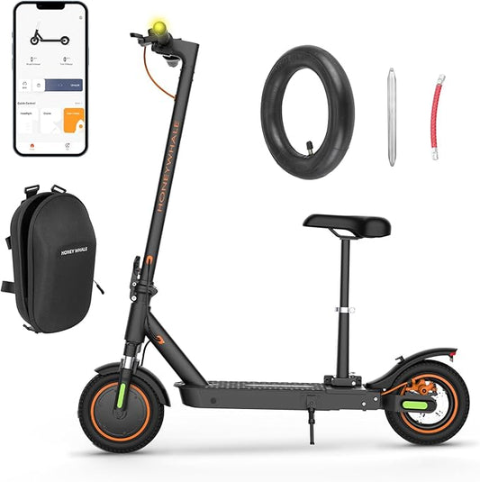 M2MAX-B Electric Scooter, 18 Miles Range, 350-500W Motor & Max Speed 20 Mph, 10" Pneumatic Tires, Cruise Control, Folding Commuter E-Scooter for Adults,with Locking Function