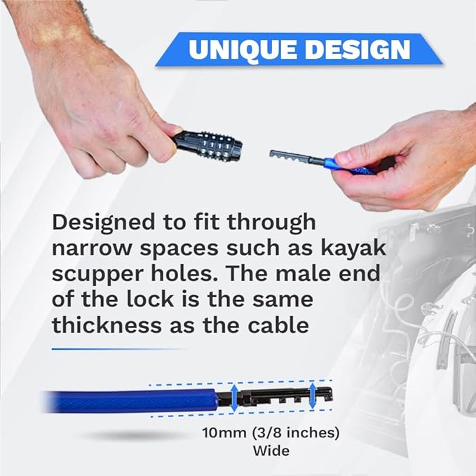 Weatherproof Coiled Security Cable Lock (5ft to 25ft Lengths) with Resettable Combination, Anti-Theft Protection for Kayaks, Bikes, Paddleboards, Scooter, Equipment, Bicycles and More 10ft