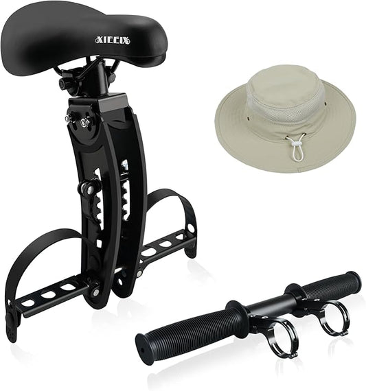 Kids Bike Seat with Handlebar Attachment, Detachable Front Mounted Child Bicycle Seats with Foot Pedals for Children 2~5 Years, Compatible with All Adult Mountain Bikes (Handle+Seat)