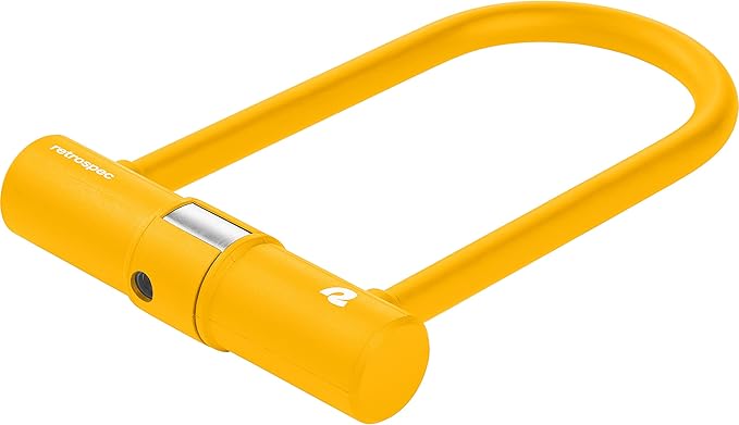Retrospec Lookout U-Lock Bike Lock with 4Ft Security Cable, Heavy Duty Anti-Theft Bicycle Lock with 14mm Shackle, Pick Resistant & Secure Anti-Rotation Design