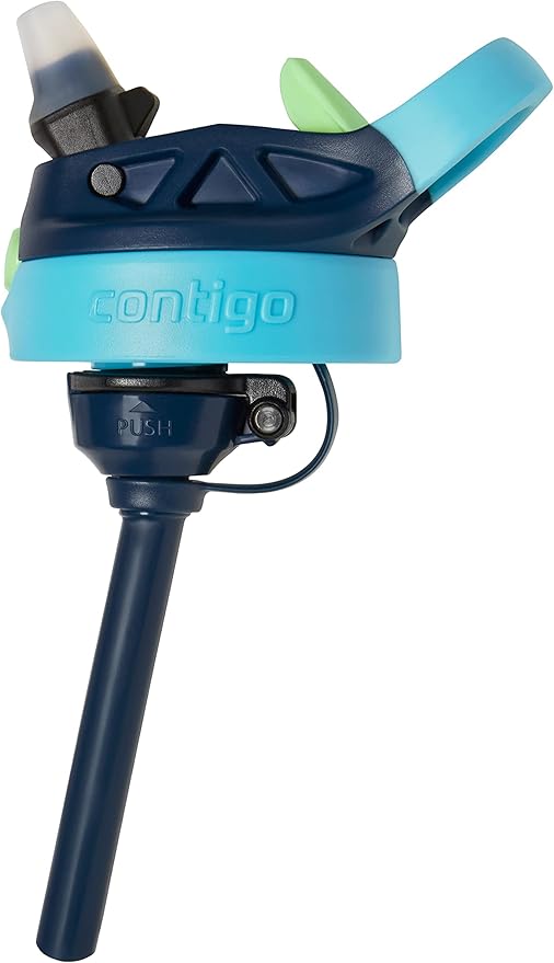 Contigo Kids Water Bottle with Redesigned AUTOSPOUT Straw 14oz. 2 Pack Blueberry and Blue Raspberry & Blueberry and Blue Raspberry with Cosmos