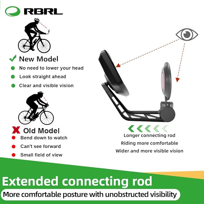 RBRL Bike Mirror Bar End Bike Mirror, Rotatable Bicycle Mirror, Automotive Grade Glass Bike Side Mirrors, Scratch Resistant E-Bike Universal Rearview Mirrors for Mountain bike (Bar end-A Set)