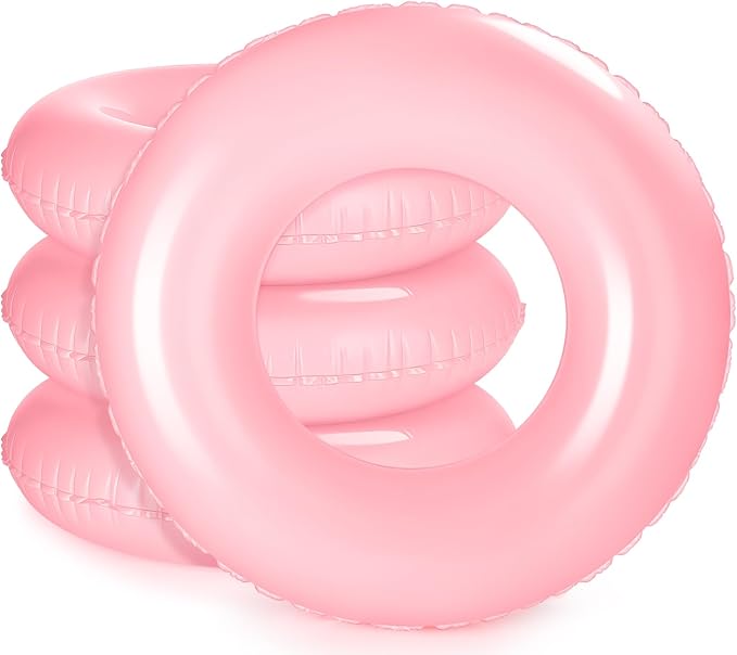 ShinyRelief 4 Pcs Inflatable Pool Floats 33 Inch Swim Rings for Adults Colorful Swim Inner Tube Swimming Ring Raft Float Toys for Beach Swimming Pool Party Supplies(Light Pink)