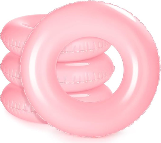 ShinyRelief 4 Pcs Inflatable Pool Floats 33 Inch Swim Rings for Adults Colorful Swim Inner Tube Swimming Ring Raft Float Toys for Beach Swimming Pool Party Supplies(Light Pink)