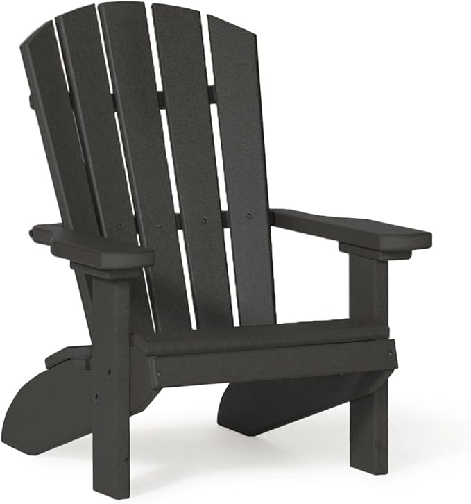 DutchCrafters Poly Kids Adirondack Chair, Outdoor Chair for Kids Ages 3–8, Durable Child-Sized Patio Seating for Camping and Backyard Play - Amish Made in USA (Black)