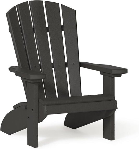 DutchCrafters Poly Kids Adirondack Chair, Outdoor Chair for Kids Ages 3–8, Durable Child-Sized Patio Seating for Camping and Backyard Play - Amish Made in USA (Black)