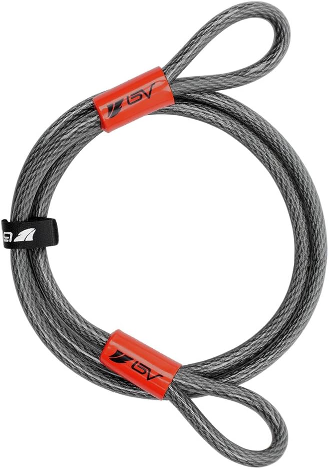 BV Heavy-Duty 7FT Security Cable with Loops - 10mm (3/8 Inch) Cut-Resistant Braided Steel Cable - Versatile & Weatherproof - Security Chain for Padlock, Chain Lock, Wire Lock