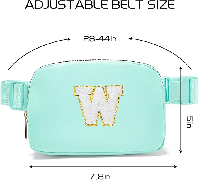 Gitus Birthday Gifts for 8 9 10 11 12 13 Year Old Girls Personalized Fanny Pack Crossbody Bags with Initial Letter Patch Belt Bag for Teen Girls Cute Trendy Stuff Travel Essentials (Mint Green-W)