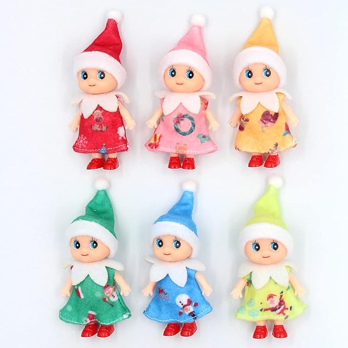 WULEEUPER Tiny Baby Elf Dolls | Christmas Miniature Elf Decoration | Newborn Gift | Baby Grow Girl and Boy Dolls (Orange Dress)