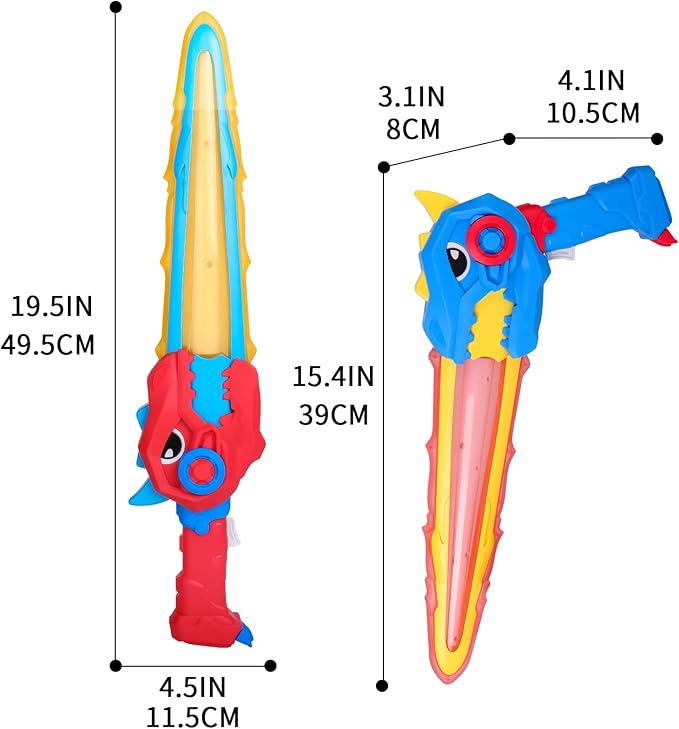 2 Pack Toy Swords for Kids 19.5 Inches, Plastic Light Up Sword with Led Lights and Sounds, Play Swords for Kids, Espadas De Juguete, Pretend Play Interactive Game, Halloween Costume Accessories
