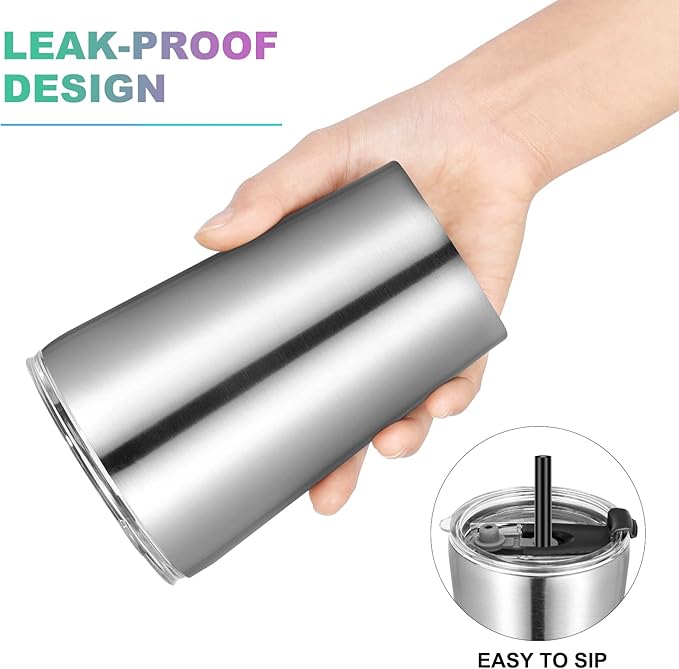 VEGOND 12oz Tumbler Stainless Steel Tumbler bulk Vacuum Insulated Double Wall Travel Tumbler with Lid and Straw Reusable Tumbler, Stainless 12 Pack