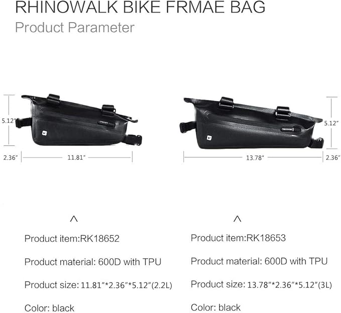 Rhinowalk Professional Cycling Accessories - Waterproof Triangle Bag for Bike Frame, Under Tube, Small