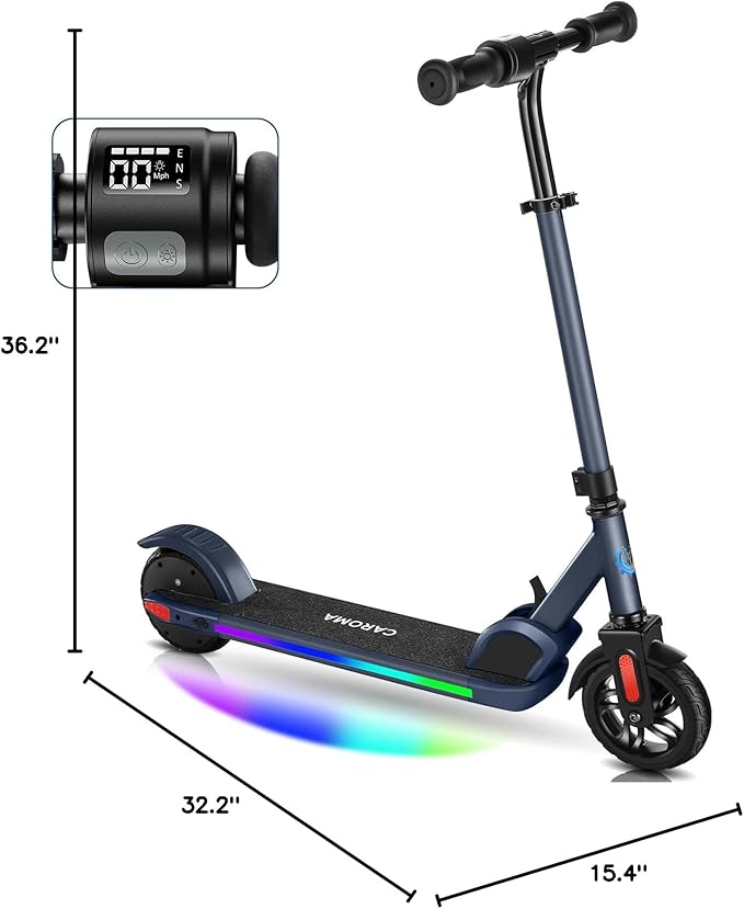 Caroma Electric Scooter for Kids Ages 6-14, 250W/180W/150W Motor & 15 Mph, 85 Mins Ride Time, Adjustable Height & Speed, LED Display, Kids Electric Scooter, Best Gifts for Boys & Girls