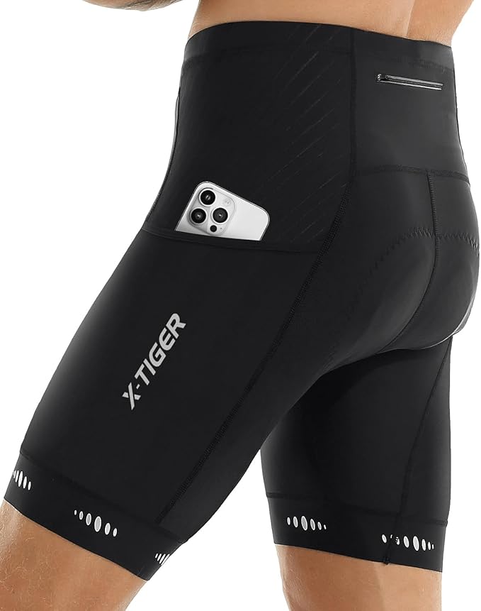 X-TIGER Men's Cycling Shorts with Back Pocket,5D Gel Padded Bike Shorts for Men,Mountain Road Biking Riding Half Pants Tights