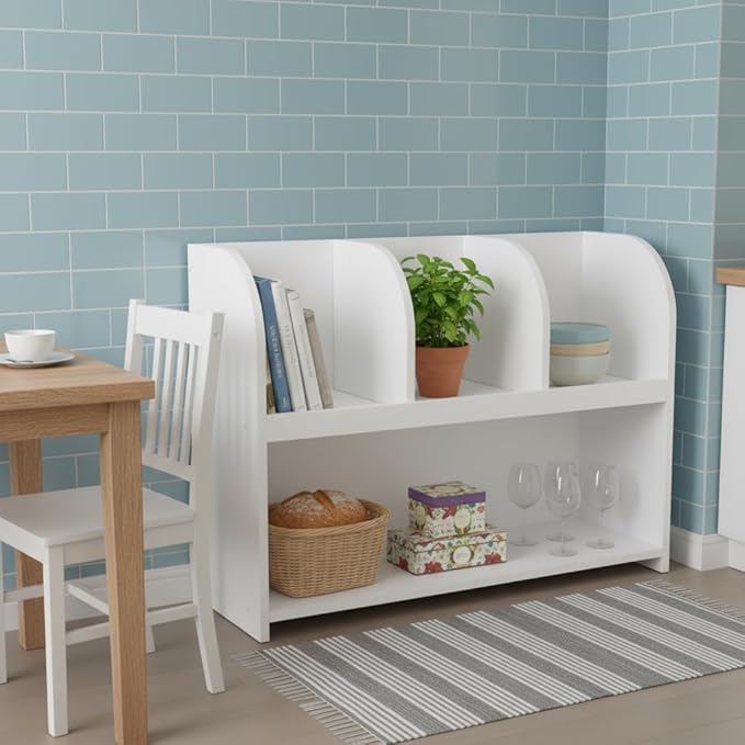 Kid Toy Bookcase,White Arch Kids Bookshelf for Toys and Books,Montessori Bookshelf for Nursery/Kids Room/playroom/Bedroom, Easy Assembly- White