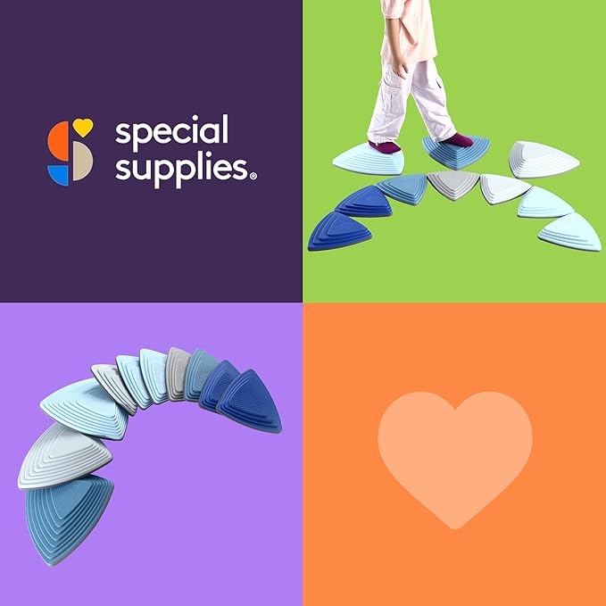 Special Supplies 10 Stepping Stones for Kids Indoor and Outdoor Balance Blocks Promote Coordination, Balance Strength Child Safe Rubber, Non-Slip Edging