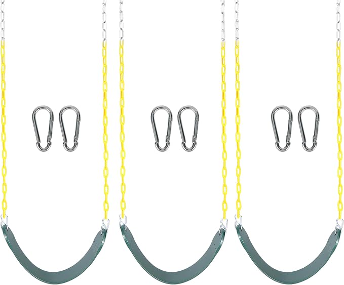 RedSwing Kids Belt Swing 3 PCS, EVA Swings Seat with Heavy Duty Metal Chains, Playground Swing Set Accessories, Safe and Durable, for Outdoor Backyard and Playground Play