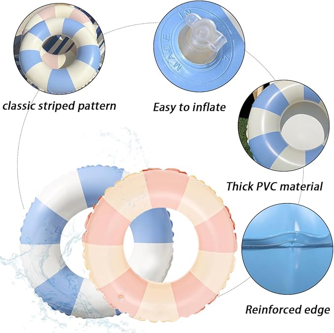 Children Swimming Ring, Inflatable Pool Floats Swim Tube Raft Toy with Fruits Mermaid Decorations Summer Water Fun Lounge Beach Lake Party Supplies for Kids