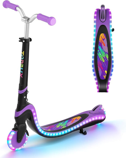 Scooter for Kids with Light-Up Wheels & Deck, Adjustable Heights 2 Wheel Kick Scooters for Kids 5-7, Toddler Scooters with 4 Lighting Mode Deck