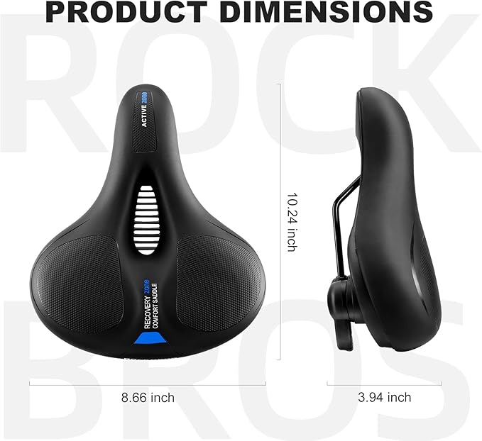 ROCKBROS Bike Seat Cushion for Men Women with Handle & Dual Shock Absorbing Ball Memory Foam - 3 Zone Concept Bike Saddle, Soft Wide Waterproof Mountain Bicycle Accessories