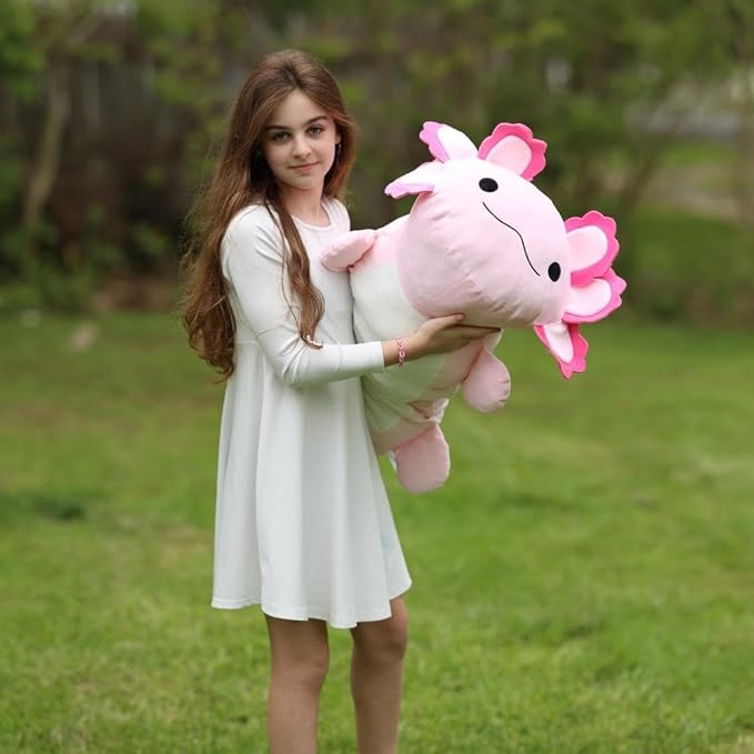 MaoGoLan 47" Giant Axolotl Stuffed Animal,Ultra Soft Salamander Kids Body Pillow Plush,4 Feet Jumbo Throw Pillow Plushie for Axolotl Lover,Home Decor,Gifts