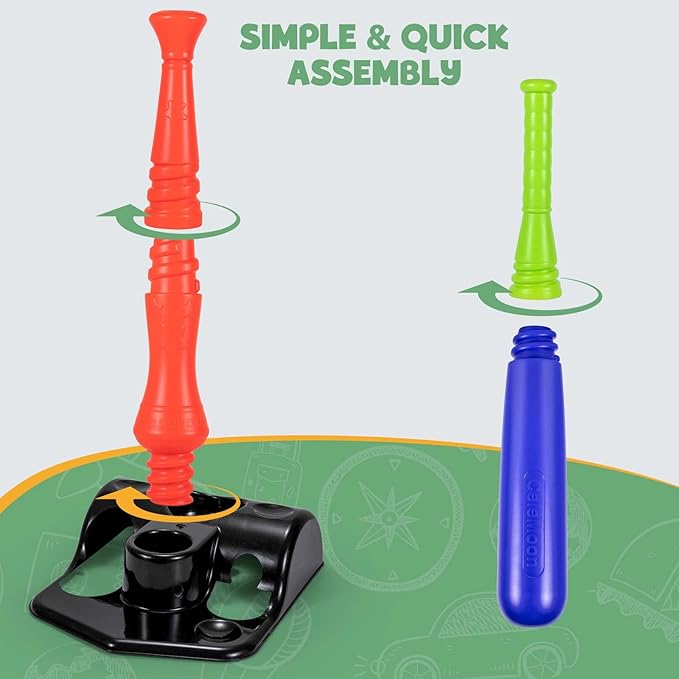 T Ball Sets for Kids 3-5, Baseball Softball Bat Toys Set Batting Tee for Toddlers, 6 Balls Included, for Boys Girls Age 3 Years Indoor Outdoor Sport Playing Game, Blue