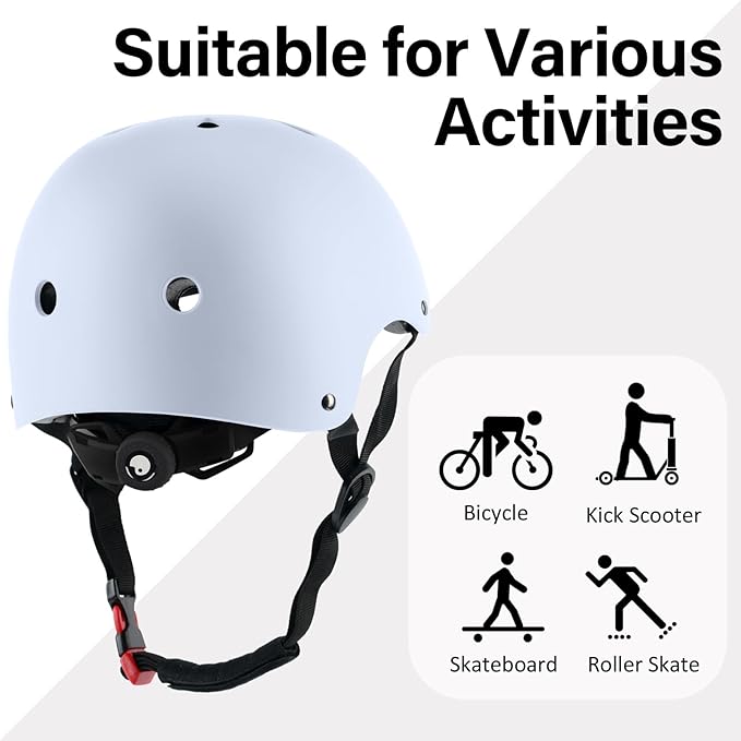 Skateboard Bike Helmet, Lightweight Adjustable, Multi-Sport for Bicycle Skate Scooter, 3 Sizes for Adult Youth & Kids