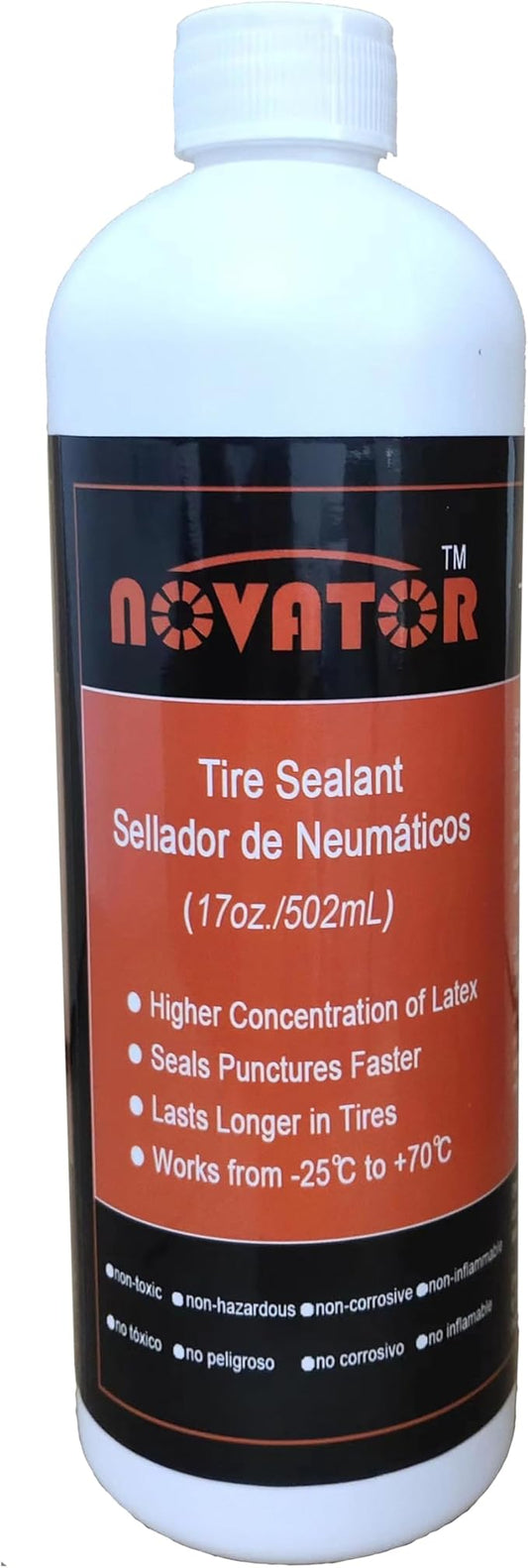 NOVATOR Endurance Bike Tire Sealant for Tubeless, Tubulars, Tubes, Seals Faster, Lasts Longer, Micro-Fiber for MTB, Road, Gravel Bicycle Tires