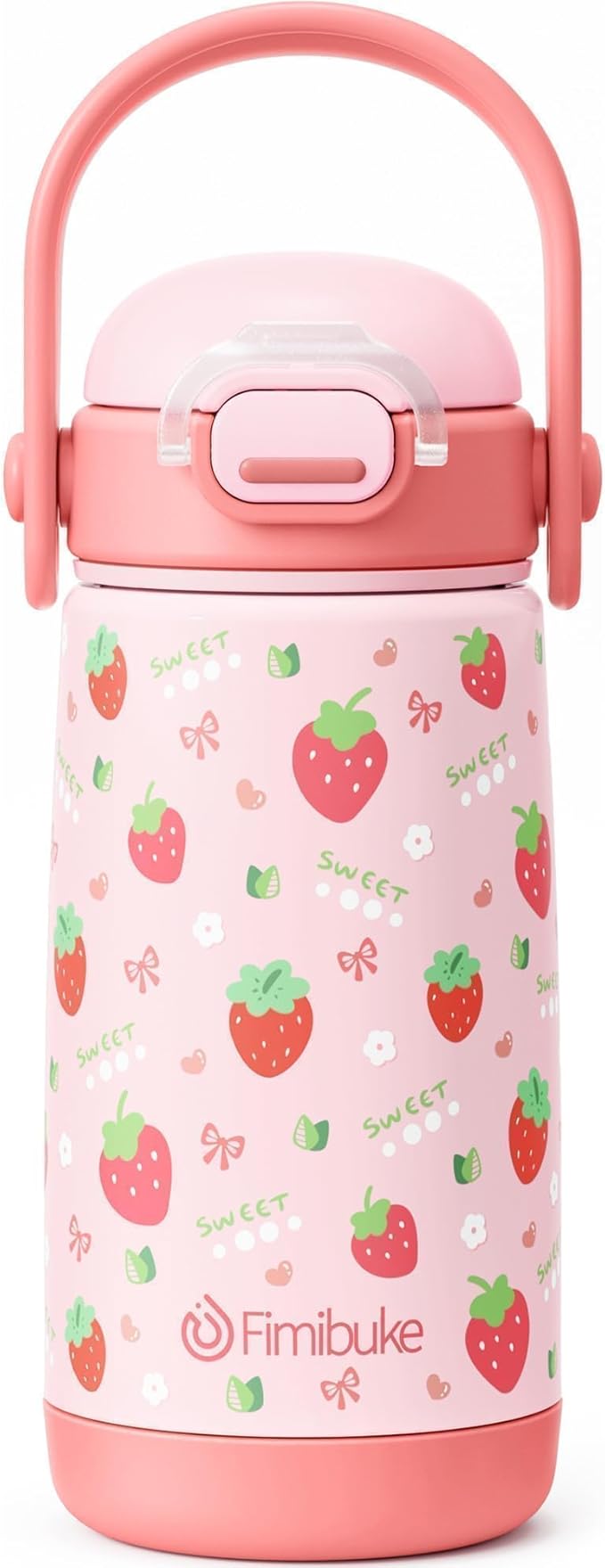 Fimibuke Kids Insulated Water Bottle with Straw Lid & Handle - 14oz BPA-FREE 18/8 Stainless Steel Metal Tumbler Leak Proof Double Wall Vacuum Kids Cup Toddler Water Bottle for School Boys Girls