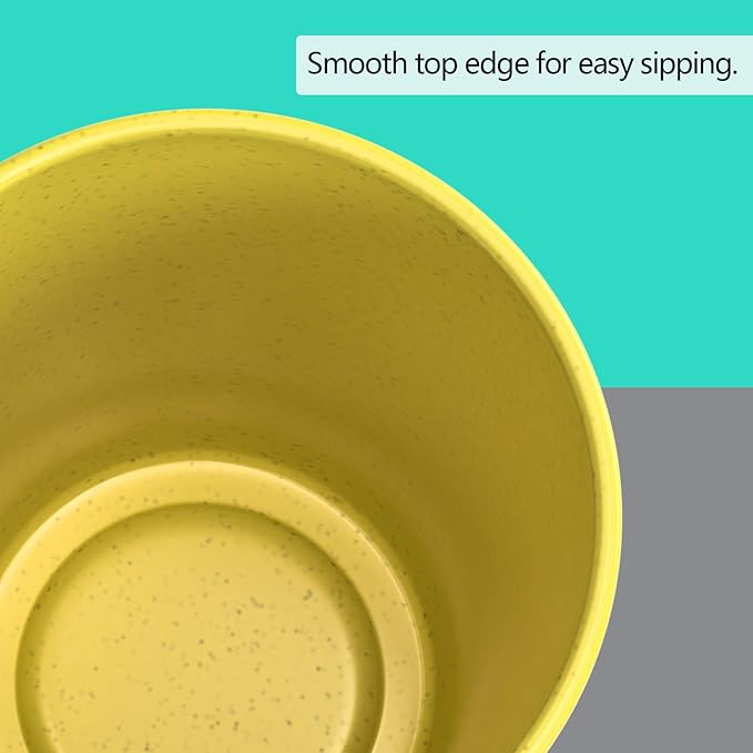 Homestockplus 12Oz Wheat Straw Cups, Set of 8 - Reusable Plastic Cups for Kitchen, Home, Office, and Outdoor Use - Dishwasher and Microwave Safe - Eco-Friendly and Unbreakable Drinking Cups