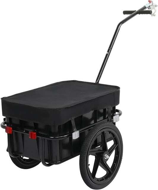 PEXMOR Bike Cargo Trailer with Removable Box & Waterproof Cover, Bicycle Wagon Trailers with 16" Wheels & Quick Release Universal Coupler, Large Loading Bike Trailer Storage Cart with Reflectors