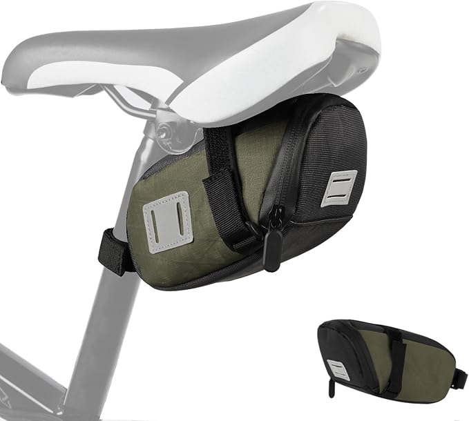 Desing Wish Compact Bike Saddle Bag Water-resistant Bicycle Saddle Bag Reflective Cycling Under Seat Pouch Seat Pack for Mountain/Road Bikes (Green)