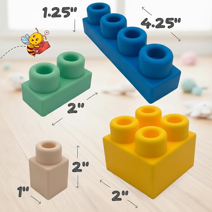 Big Soft Building Blocks for Toddlers 1-3 Year Olds - 20-Pieces Mega Blocks with Booklet for Sensory & Motor Skills - STEM Large Squishy Rubber Blocks for Babies - Montessori Stacking Baby Toys