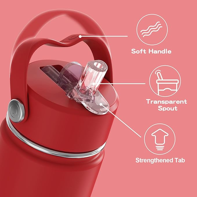 OISIZ Kids Water Bottle with Straw Lid 10oz, Vacuum Insulated 316 Stainless Steel Water Bottles for Kids for School, Leakproof Water Bottle, BPA Free and Keep Cold for 24 Hours