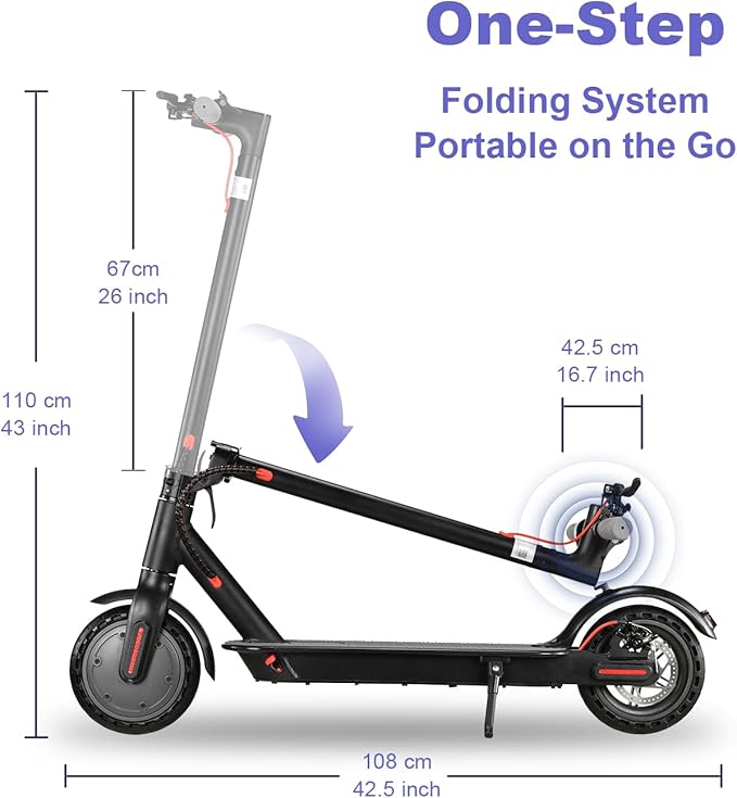 Electric Scooter Adults, Foldable 8.5" Tires E Scooter for Adults, 19 Mph, 350W Motor Fast Cooter, Kick Scooters Max 21 Miles Long Range for Commuting, Heavy Duty E-Scooter with Dual Braking System