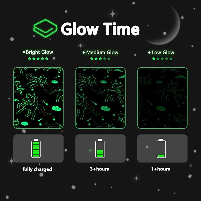 QSTEHEML Unicorns Glow in The Dark Blanket for Girls,Unicorn Gifts for Girls Age 3 4 5 6 7 8 9 10 11 12 Year Old, Soft Unicorns Rainbow Blanket - Christmas Birthday Bedroom Decor 50"×60"