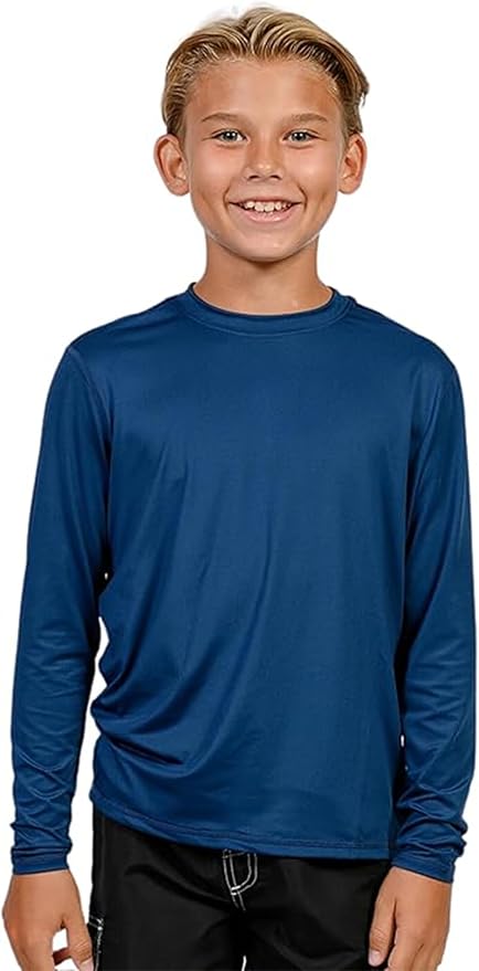 INGEAR Boys' Rash Guard UPF 50+ Swim Shirt - Lightweight, Quick-Dry, Durable Sun Protection for Swimming, Sizes XS-XL